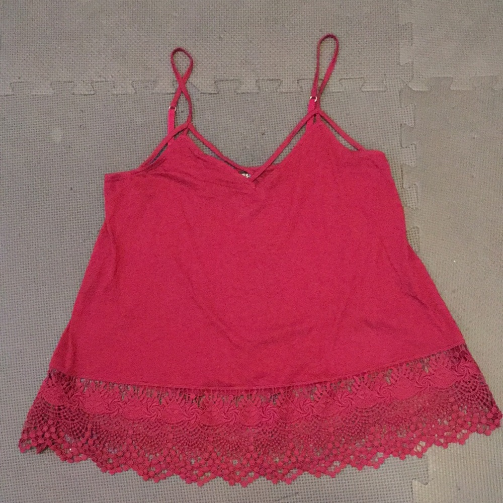 burgundy tank top